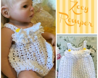 Zoey Romper Crochet PDF Pattern Size 0/3, 6/9, 12 and 24 Months