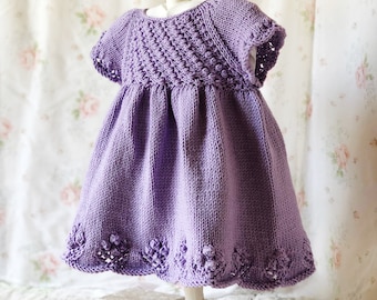 Pebbles and Peonies Dress Knit Pattern Size 3 Months to Size 4