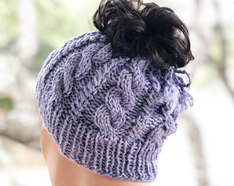 Bennett Messy Bun Knit Hat Pattern