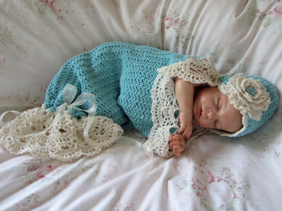 Crochet Baby Cocoon and Hat Pattern Photo Prop Pattern Seaside Etsy