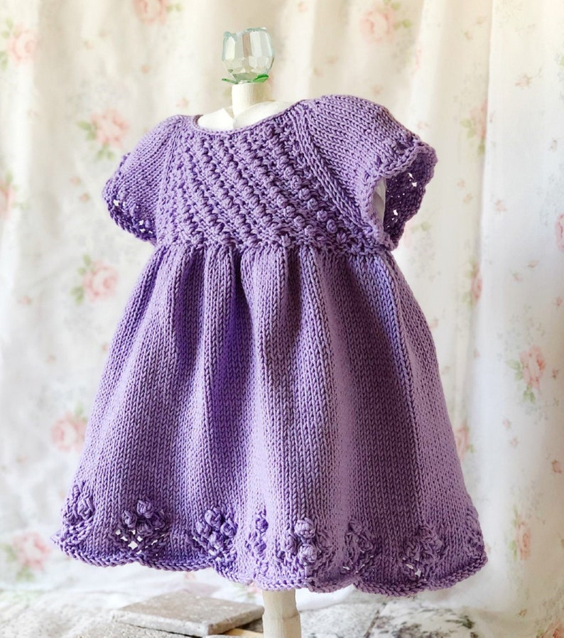 Pebbles and Peonies Dress Knit Pattern Size 3 Months to Size 4 image 6