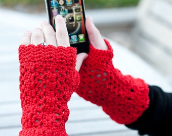 La Villa Lace Fingerless Gloves Pattern  / Cotton Crochet Women Teen