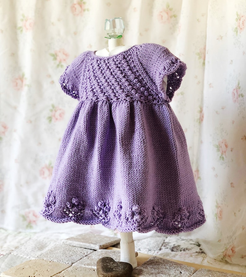 Pebbles and Peonies Dress Knit Pattern Size 3 Months to Size 4 image 1