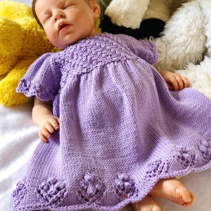 Pebbles and Peonies Dress Knit Pattern Size 3 Months to Size 4 image 2