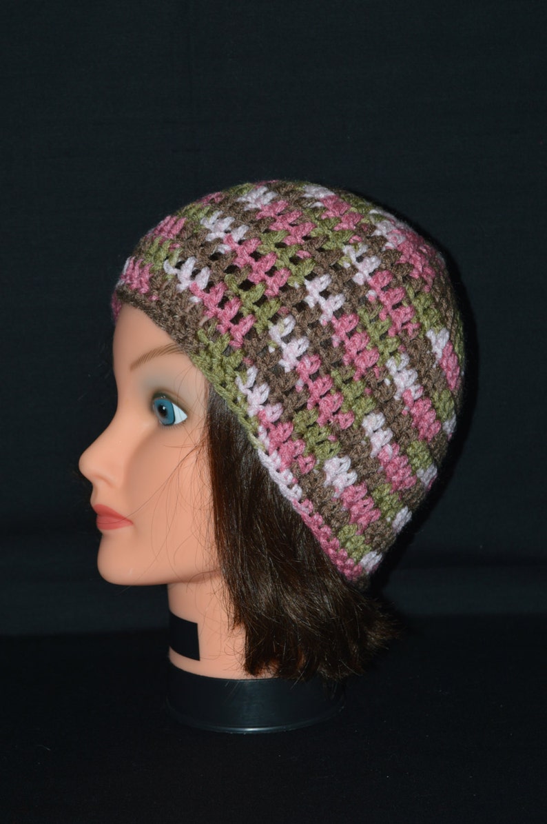 Crochet Skull Cap Pink Camouflage