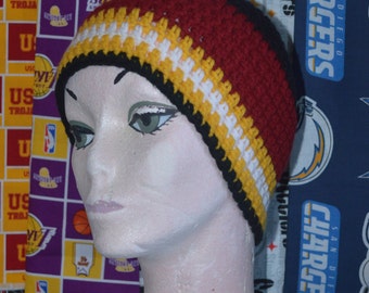 Crochet Sports Skull Cap Beanie, Black,Burgundy,Yellow, White for USC Trojans Fits Childres ages 6 to Adult