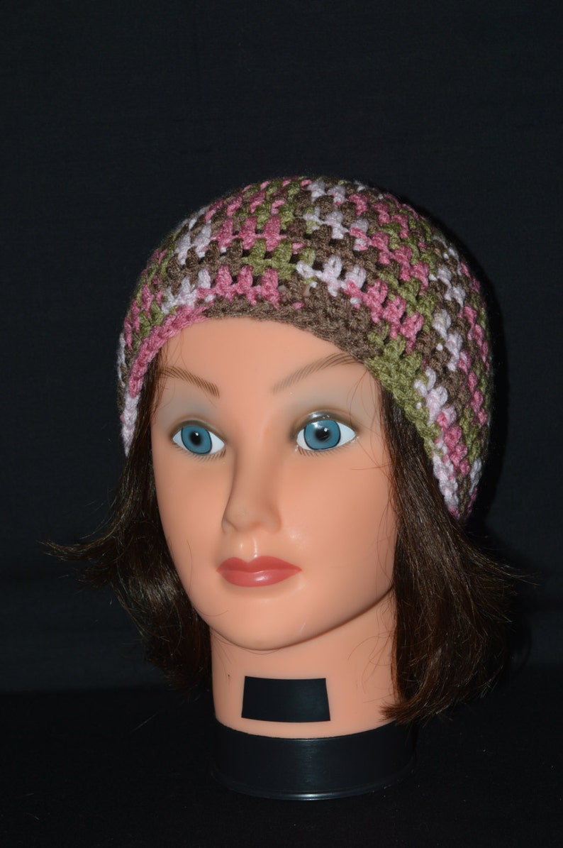 Crochet Skull Cap Pink Camouflage