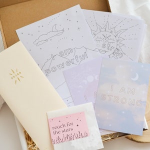Caja de Bienestar Infantil, Tarjetas de Afirmación para niños, Coloración Consciente para Niños, Afirmaciones Positivas, Regalo para Sobrina o Sobrino