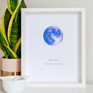 Sagittarius Constellation Art Print, Custom Star Sign Print, Zodiac Wall Art, Sagittarius Birthday Gift Idea, Astrological Sign Print Gift