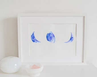 Moon Phase Painting, Personalised Anniversary Painting Gift, Custom Watercolour Moon, Special Date Art, Celestial Wall Art, Abstract Moon