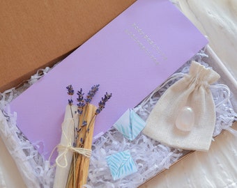 Body Positive Self Care Affirmation Box, Rose Aura Quartz Crystal, Body Image, Body Confidence, Care Package, Body Self Love Box