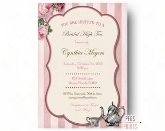 high tea invitation bridal shower tea party invitations etsy