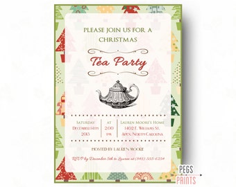 victorian christmas tea party invitation holiday tea party etsy