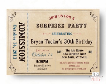 male surprise birthday invite surprise birthday invitation etsy