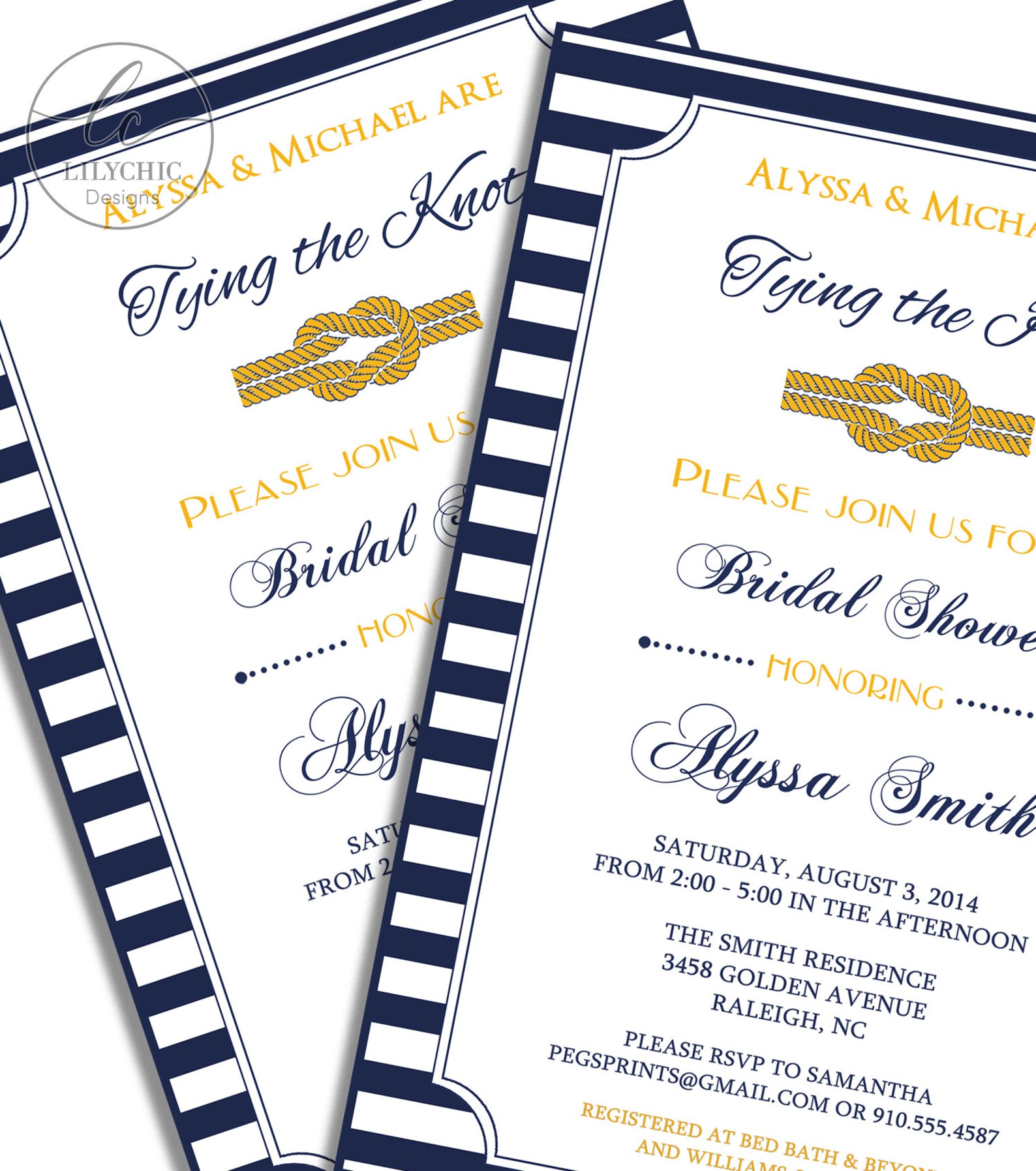 Tying the Knot Invitation Printable Nautical Bridal Shower Etsy