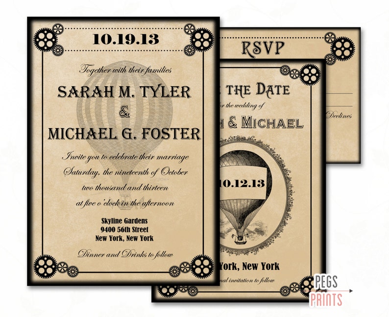 steampunk wedding invitation set printable steampunk wedding suite printable victorian wedding invitation save the date rsvp card steampunk wedding invitations