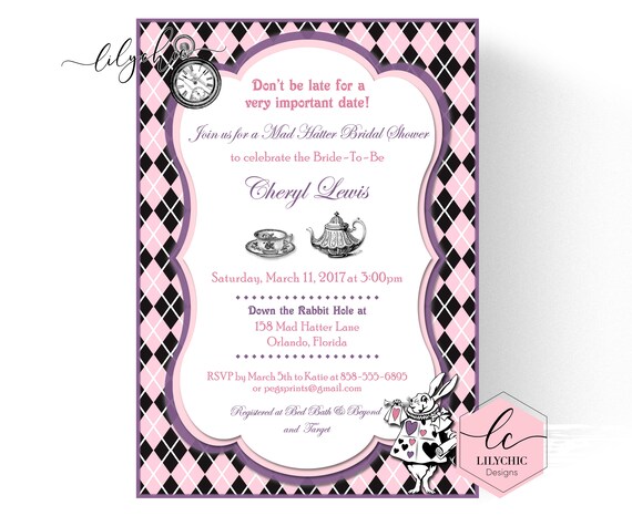 mad hatter bridal shower invites printable mad hatter tea party