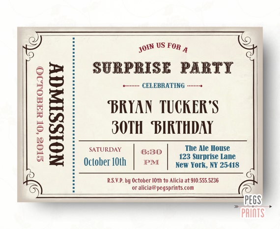 male surprise birthday invite