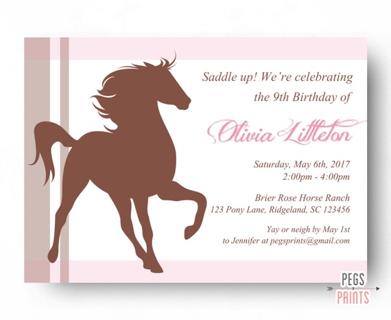 Horse Birthday Party Invitation Printable // Horse Birthday Invitation // Printable Cowgirl Birthday Invitation // Pony Birthday Invitation Il_570xn