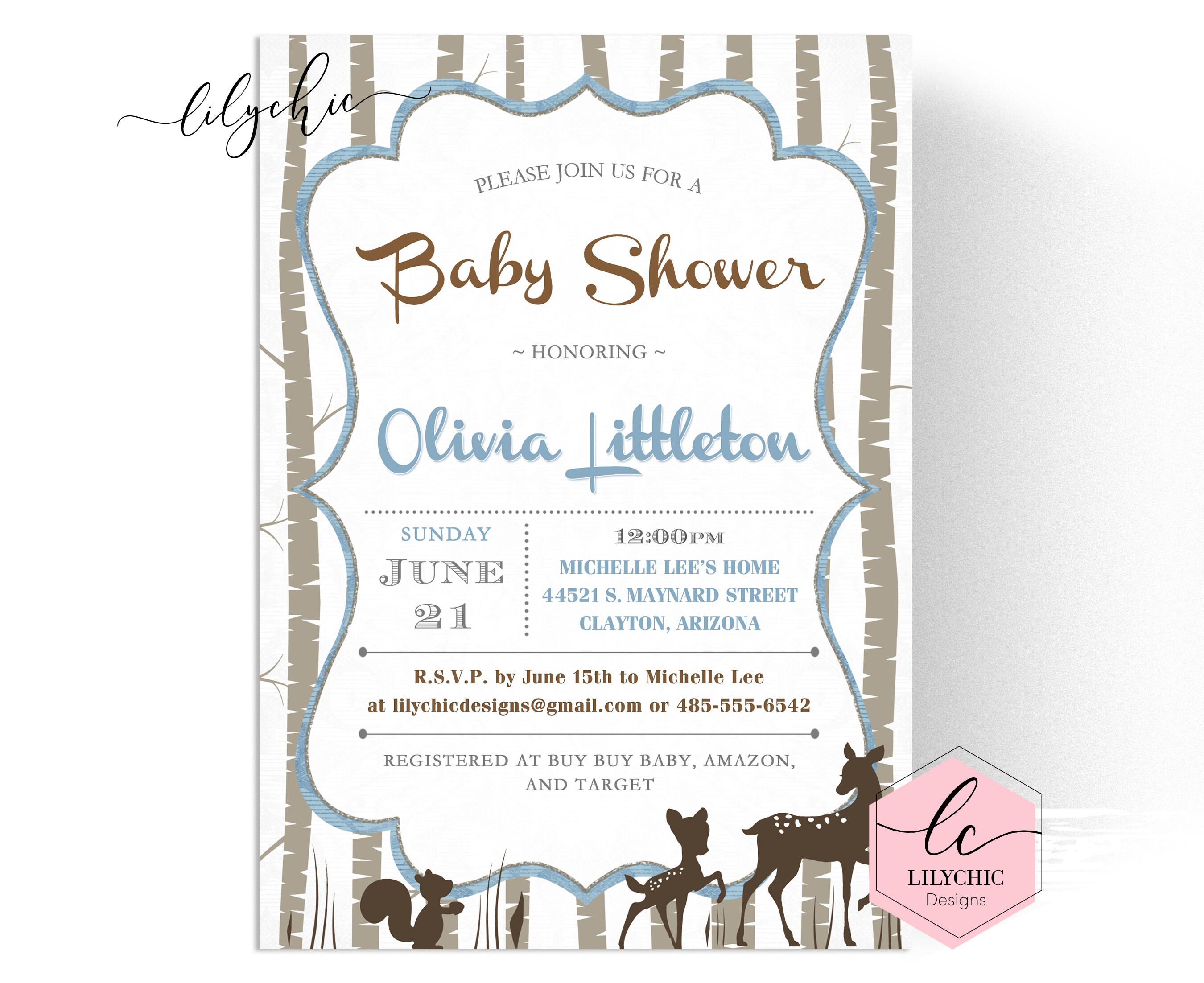 Woodland Baby Shower Invitation Boy Woodland Shower Etsy