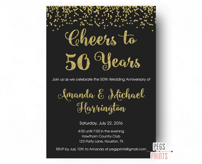 Cheers To 50 Years Invitation 50th Anniversary Invitation Etsy