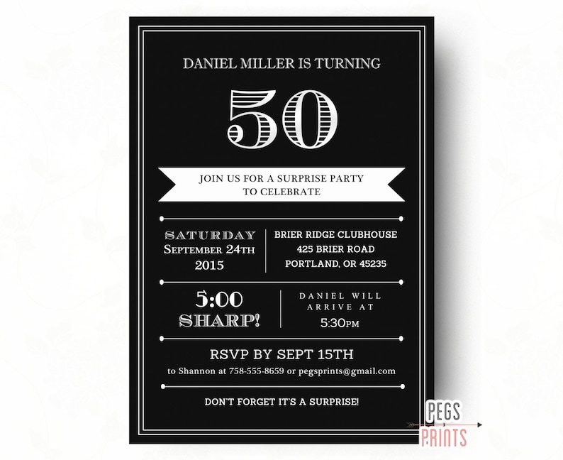 Surprise 50th Birthday Invitation For Men Printable Adult Etsy
