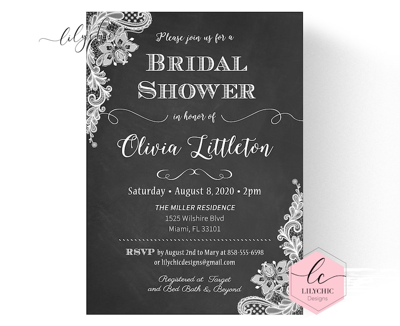 Lace Bridal Shower Invites Printable - Chalkboard Bridal Shower Invitation - Rustic Bridal Shower Invitations - Chalkboard Lace Invite picture about Bridal Shower Invitations Printable identify Lace Bridal Shower Invites Printable - Chalkboard Bridal Shower Invitation - Rustic Bridal Shower Invitations - Chalkboard Lace Invite