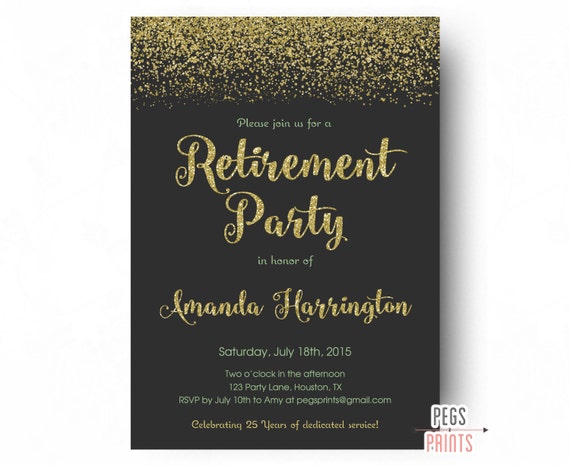 Retirement Party Invitation Gold Glitter and Mint - Retirement Party Invites - Farewell Party Invitation - PRINTABLE Farewell Invitation Il_570xn