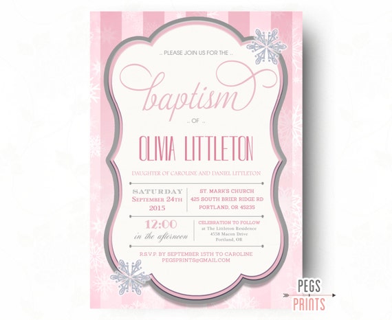 Winter Baptism Invitation - Holiday Baptism Invitation - Christmas Baptism Invites - Snowflake Baptism (Printable) Glitter Baptism Invite Il_570xn