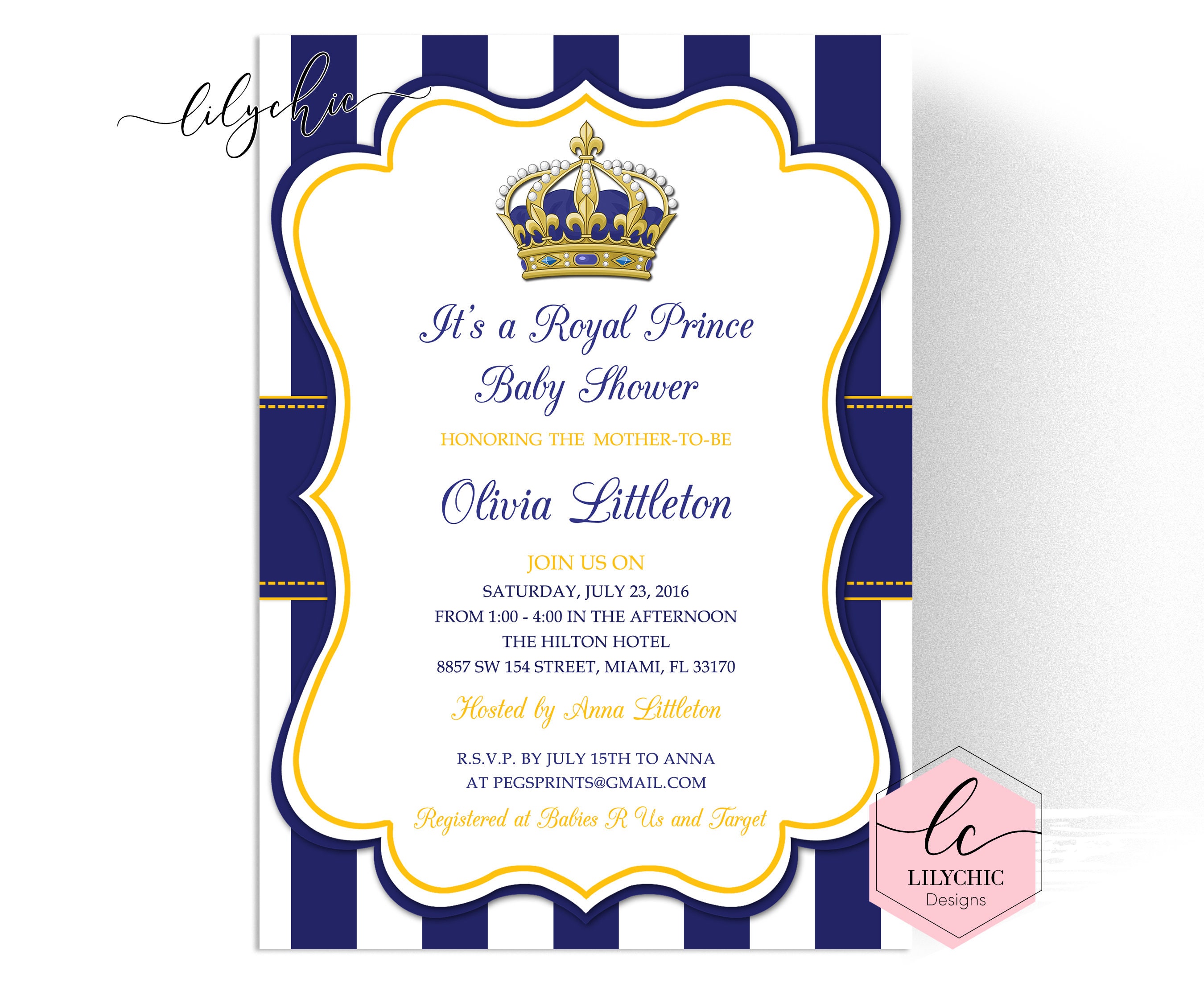 Royal Prince Baby Shower Invitations Little Invitation Printable Gold