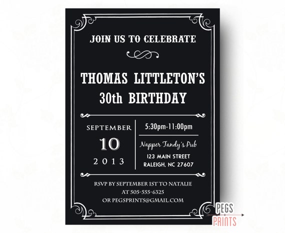 40th Birthday Invitation for Men (Printable) 30th Birthday Invitation Male - 30th Birthday Invitation for Him - Over the Hill Birthday Il_570xn