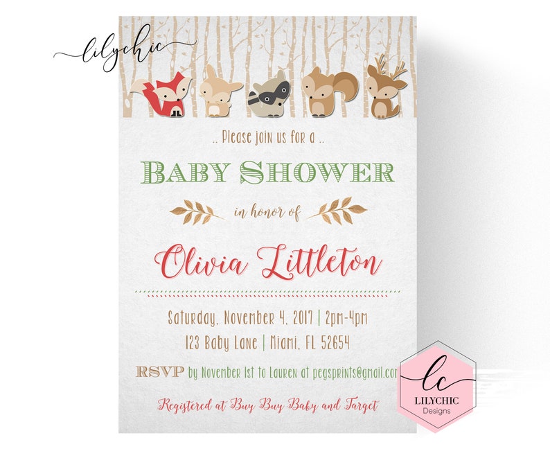 Woodland Baby Shower Invitation Forest Animal Baby Shower Etsy Woodland Baby Shower Invitation Forest Animal Baby Shower Etsy