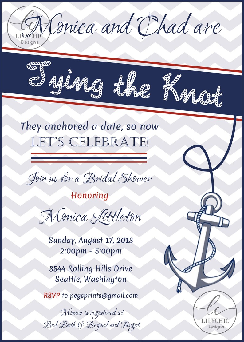 Nautical Bridal Shower Invite Printable Nautical Bridal Etsy