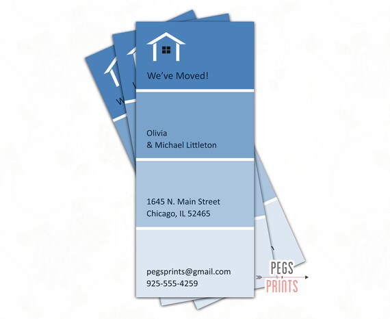 Paint Swatch Moving Announcement - 3x7 Printable Digital Moving Cards - New Home Card - New Address Announcement - We've Moved Paint Swatch Il_570xn