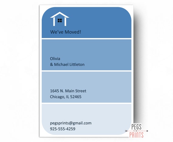 Paint Swatch Moving Announcement Card Printable - Paint Swatch Moving Cards - New Address Announcement - New Address Cards - New Home Card Il_570xn