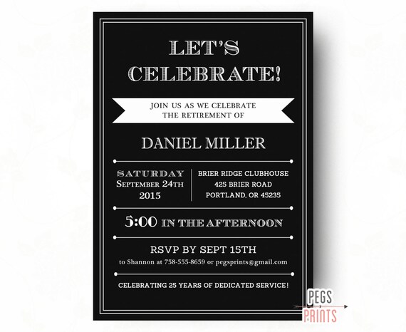 Retirement Party Invitation for Men or Women - PRINTABLE Retirement Party Invites - Farewell Invitation - Farewell Party Invitation for Guys Il_570xn
