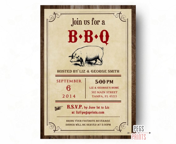 bbq invitation printable bbq invite barbeque invitation etsy