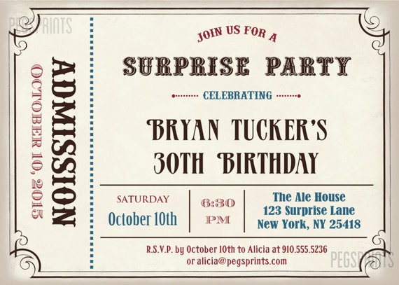 male surprise birthday invite surprise birthday invitation etsy