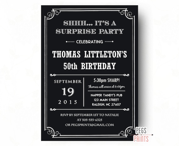 50th surprise birthday invitation printable surprise 50th etsy
