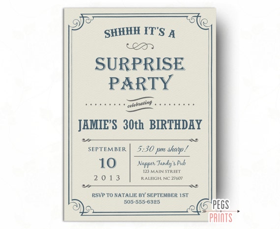 Adult Surprise Birthday Party Invites Printable - Surprise Birthday Invitation for Men - Surprise Birthday Party Invitation for Men Il_570xn