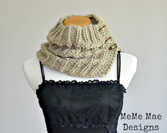 KNITTING PATTERN - Cowl Pattern, Scarf Pattern, The Button Up Cowl (Toddler/Child and Adult Size)