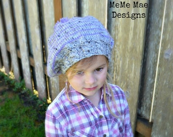 KNITTING PATTERN - Hat Pattern, Slouchy Hat, The Striped Cable Slouchy (Baby, Toddler, Child, and Teen/Adult Sizes)