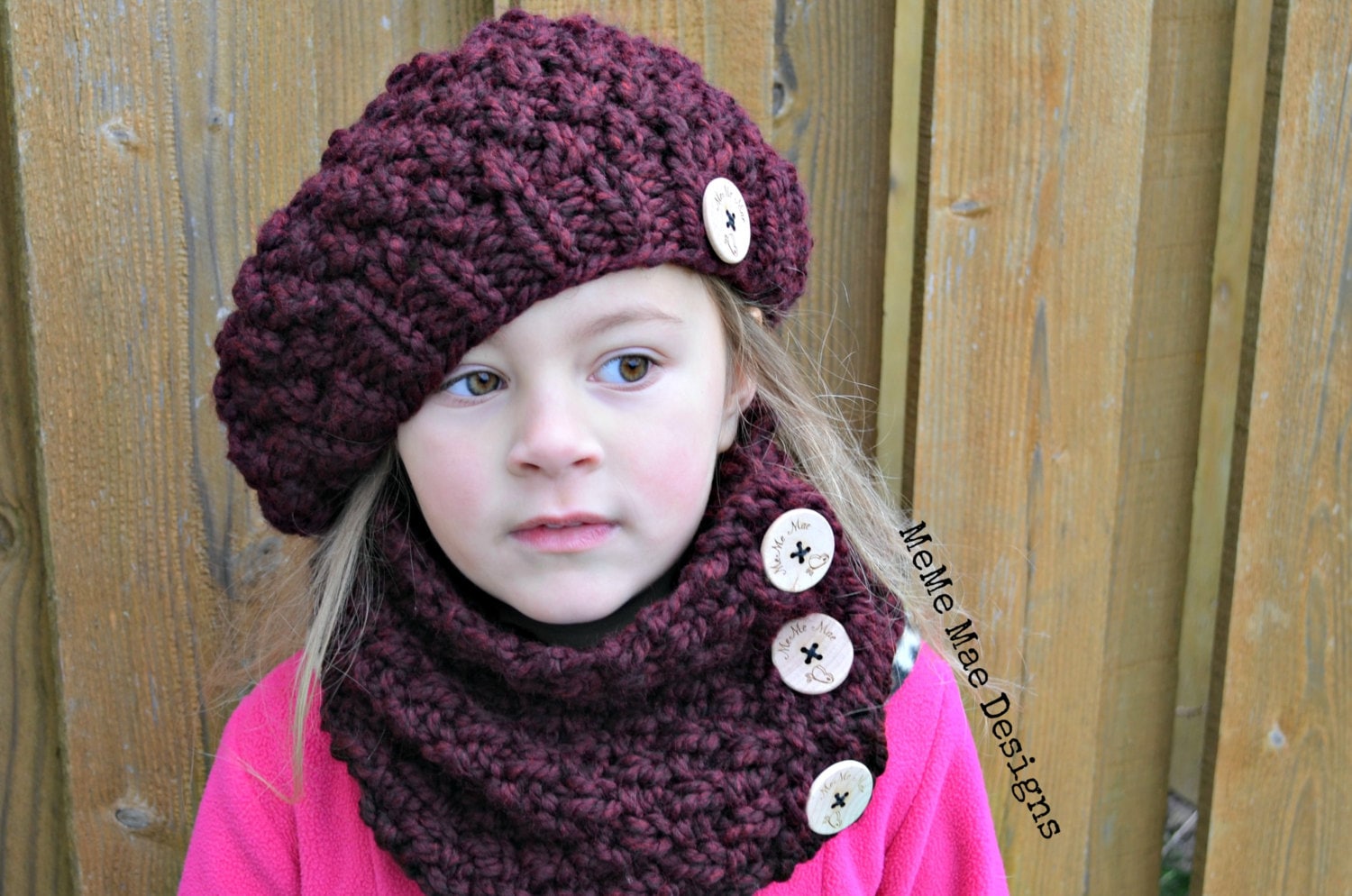 1984 Mommy And Me Matching Beret Hats Wool French Beret Cap, Burgundy Red French Beret , Painters Hat, Women Felt Beret, Women  main image 3