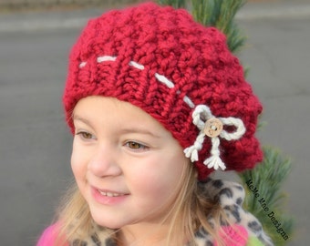 KNITTING PATTERN - Hat Pattern, Beret Hat, Berkley Beret (Baby, Toddler, Child, Teen, and Adult Sizes)