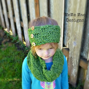 KNITTING PATTERN - Scarf Pattern, Knitted Headband, The Checkered Cowl and Warmer Set Pattern (Toddler/Child and Teen/Adult Size)