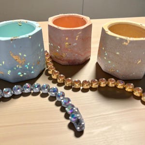 Eco-Resin Candle Holder Set – Handmade Neutral Boho Decor with Organic Texture & Gold Leafing, Minimalist Earthy Aesthetic
