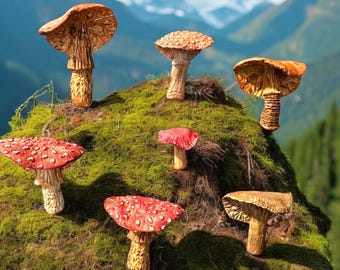 Handmade Clay Mushroom Magnets – Realistic Forest Decor – Cottagecore Accessories - Hand Painted mushrooms