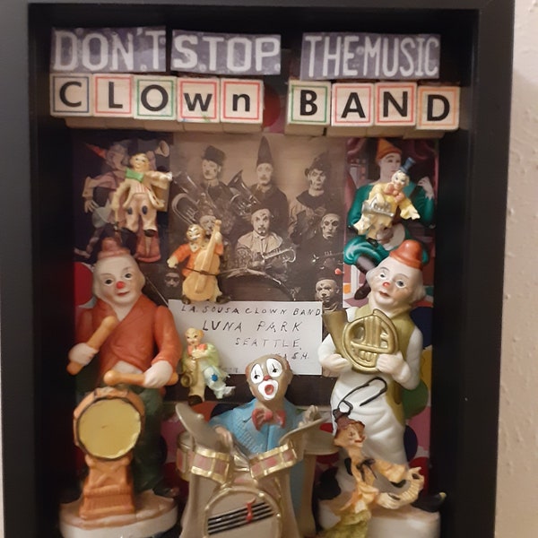 Clown Band assemblage with only vintage clowns