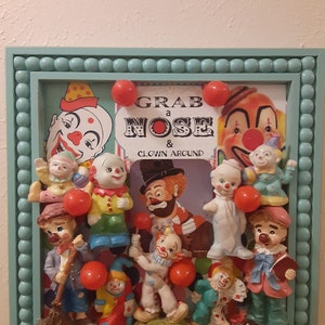 Clown assemblage made with only vintage clowns
