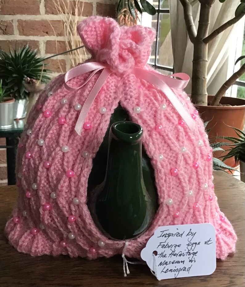 Beautiful hand knitted beaded tea cosy in a variety of colours Etsy